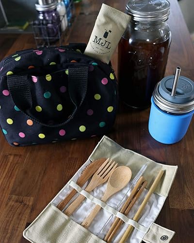 Miniatura 7 de Utensilios de bambú de viaje | Cubiertos | Juego de cubiertos con funda de transporte de algodón por Mason Jar Lifestyle