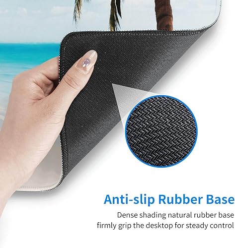 Miniatura 4 de Alfombrilla de mouse grande para juegos, alfombrilla de escritorio, palmera de playa y océano, alfombrilla antideslizante extendida para teclado de