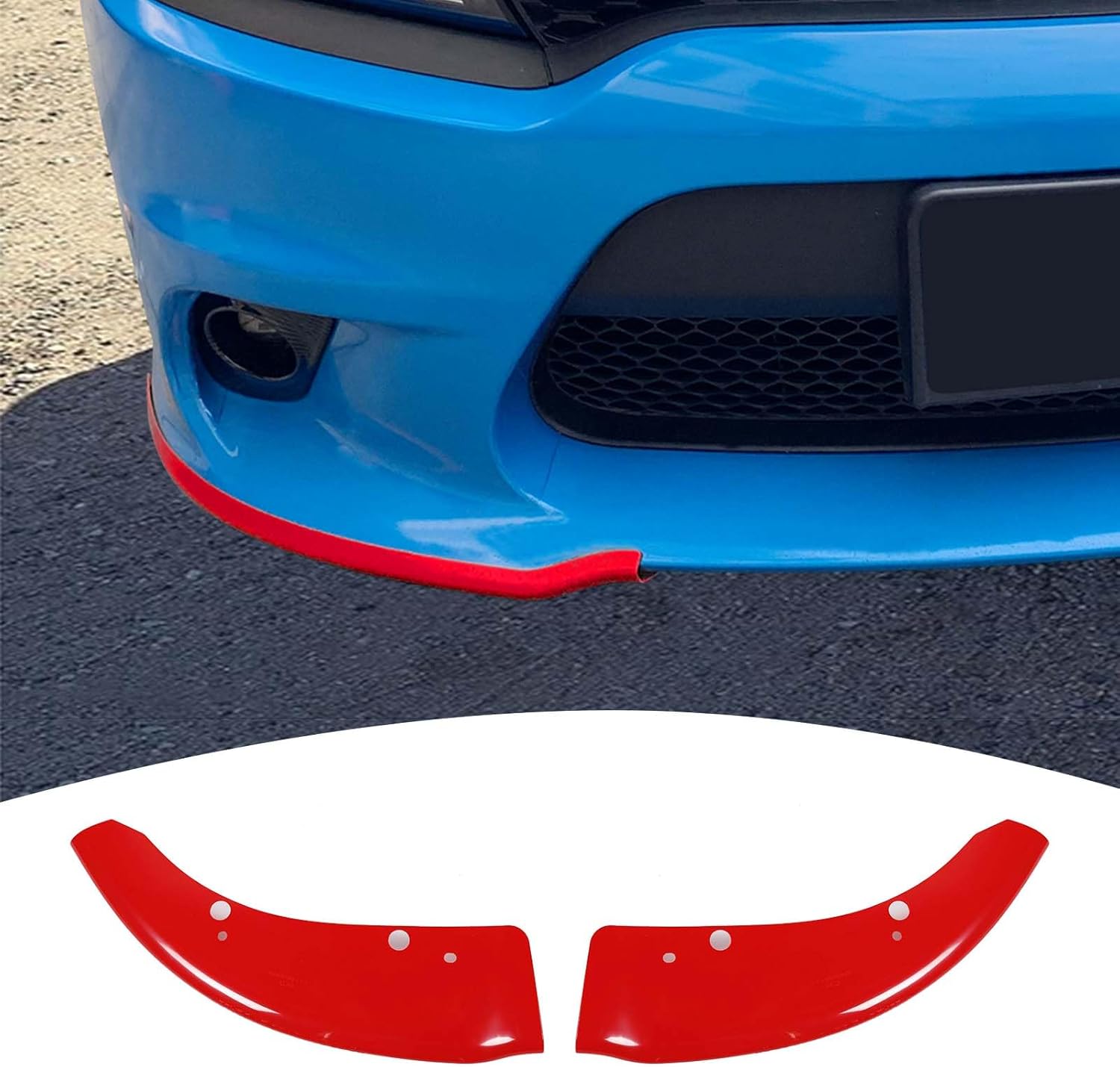 for Charger Front Bumper Lip Splitter Protector Cover Trim for 2015-2023 Dodge Charger SRT Hellcat Red Exterior Accessories 2pcs