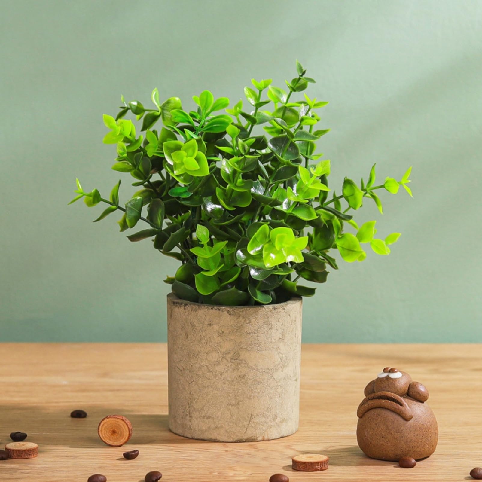Amazon｜フェイクグリーン ユーカリ 人工観葉植物 卓上 鉢植え 盆栽