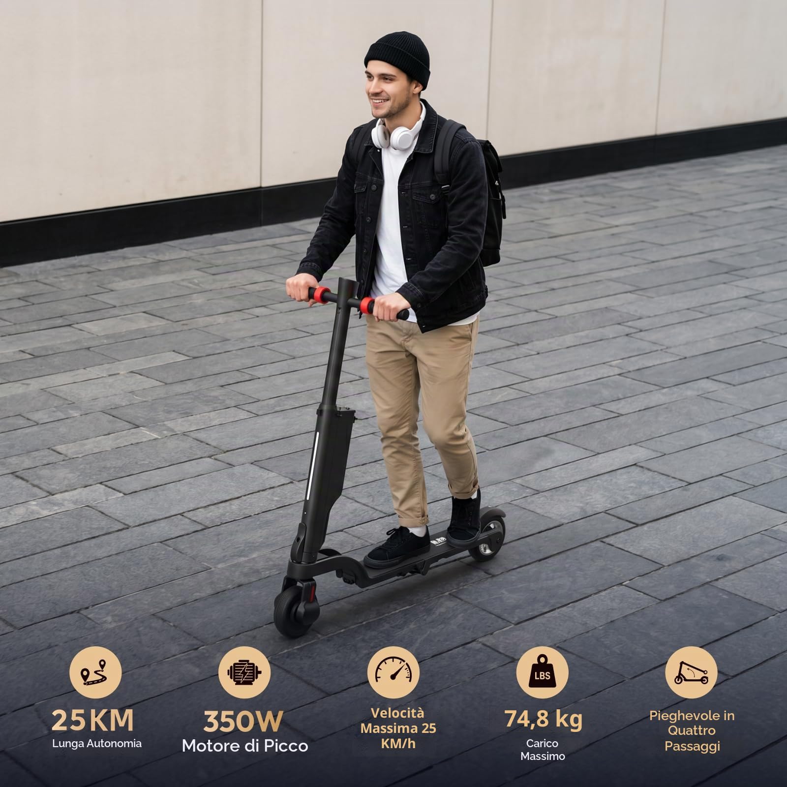 HX X6 Monopattino Elettrico Adulto 4 Pieghe da Zaino, il "Laptop" degli monopattini elettrici Urbani, 350W e Batteria Rimovibile, Autonomia 20-40km, Doppi Freni, Cruscotto Intelligente,App