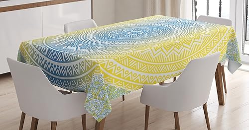 Miniatura 6 de Ambesonne mantel de mesa rectangular para la cocina o el comedor Beige Sepia,Azul y rojo,Coral Marfil,Blanco Azul,Manzana Verde,Blanco y negro,Azul