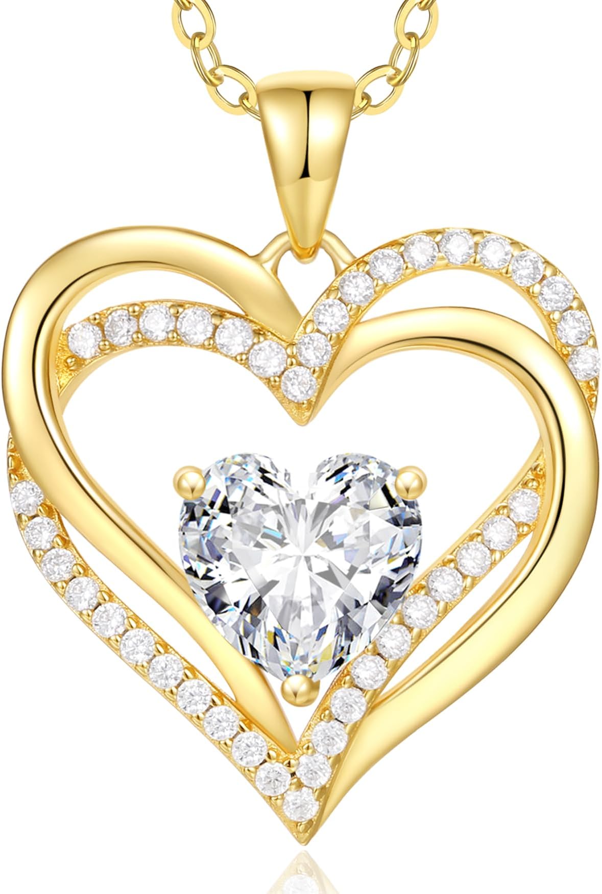 CDE Heart Necklaces for Women 925 Sterling Silver Birthstone Pendant Necklace Anniversary Birthday Valentine Motherโs Day Christmas Jewellery Gifts for Mum Women Her