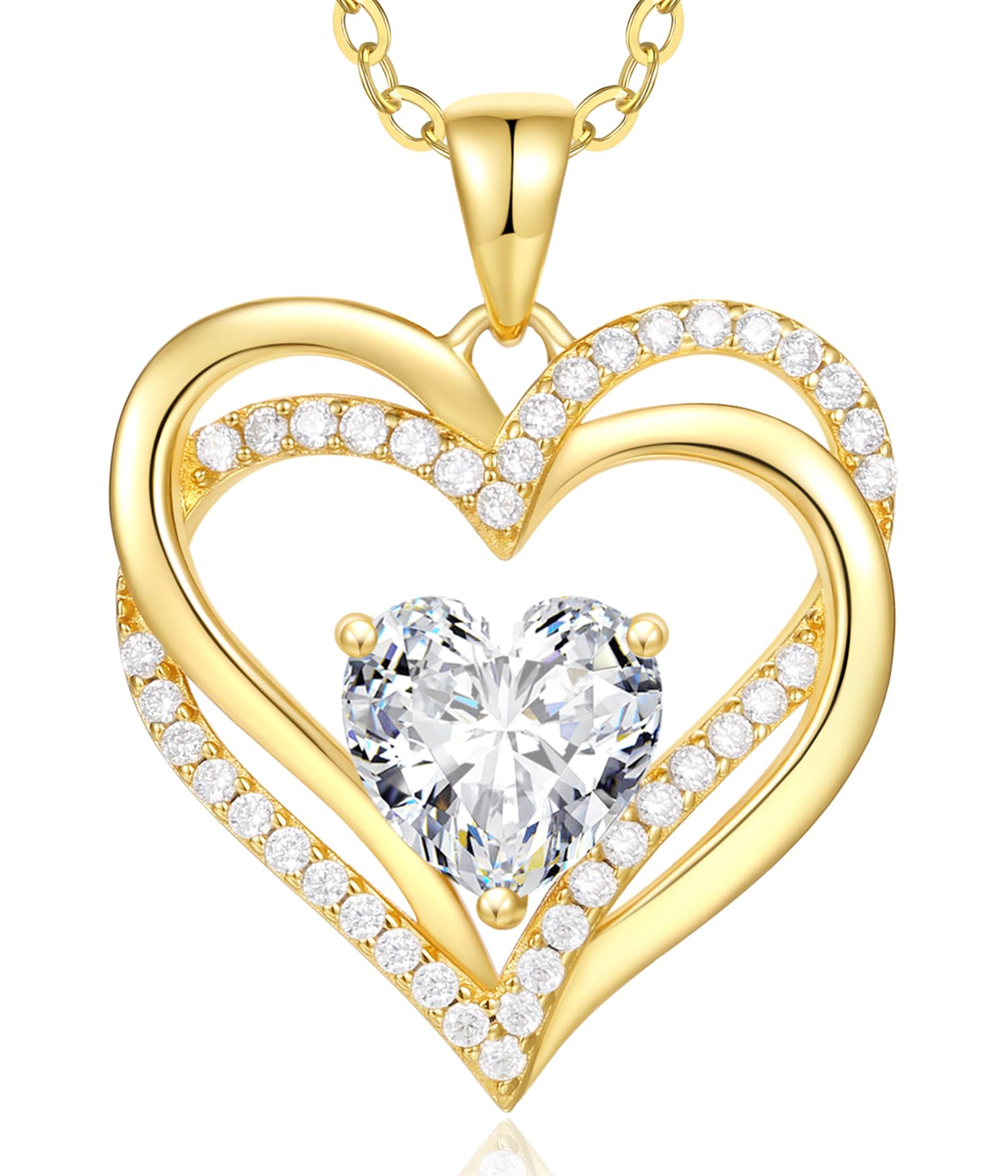 CDE Heart Necklaces for Women 925 Sterling Silver Birthstone Pendant Necklace Anniversary Birthday Valentine Mother’s Day Christmas Jewellery Gifts for Mum Women Her