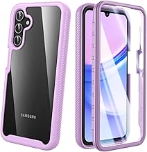 for Samsung Galaxy A15 5G/4G Case [Built-in Screen Protector] 360° Full Body Drop-Proof Protective Cover Hard PC Bumper Transparent Back Phone Case for Samsung A15 - Purple