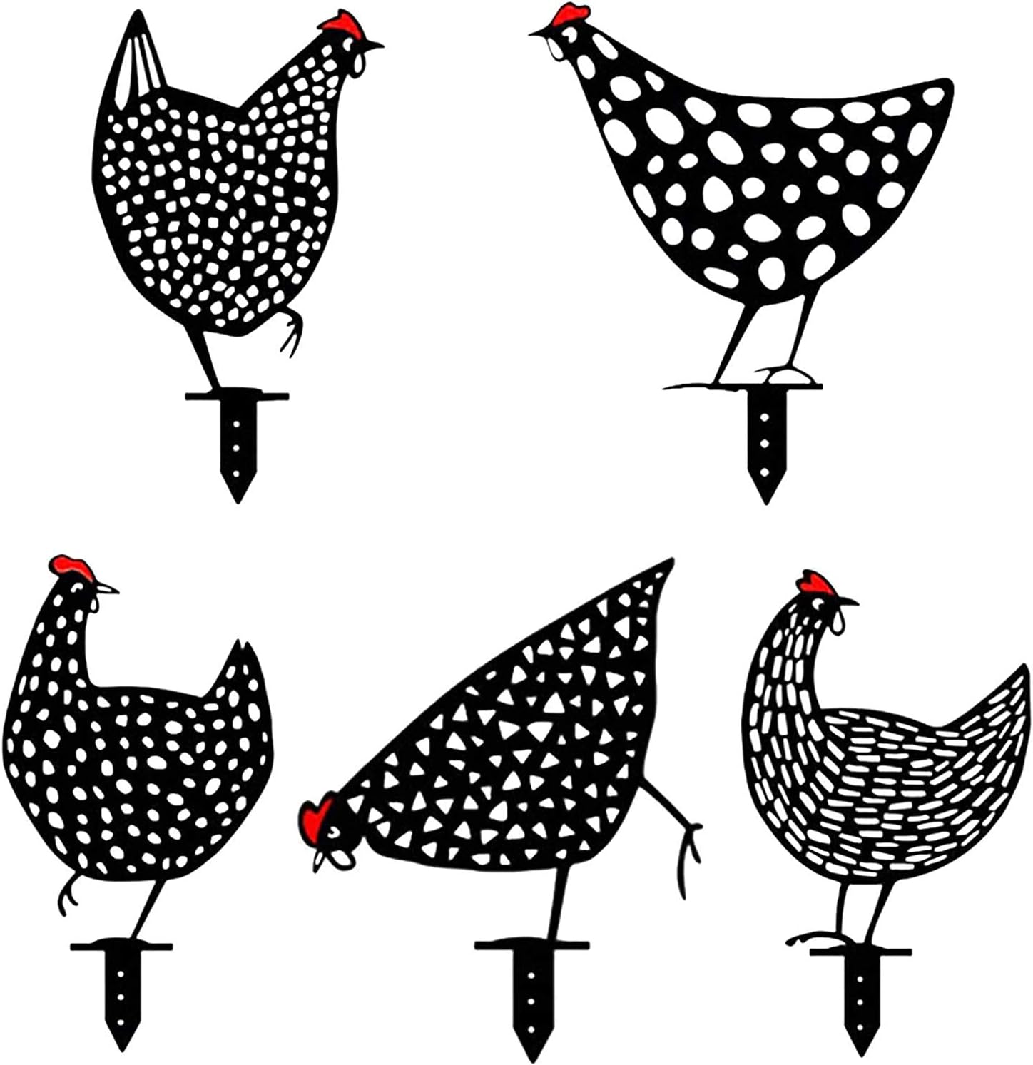 Fuhu 5Pcs Chicken Yard Art Garden Acrylic Statue Decor