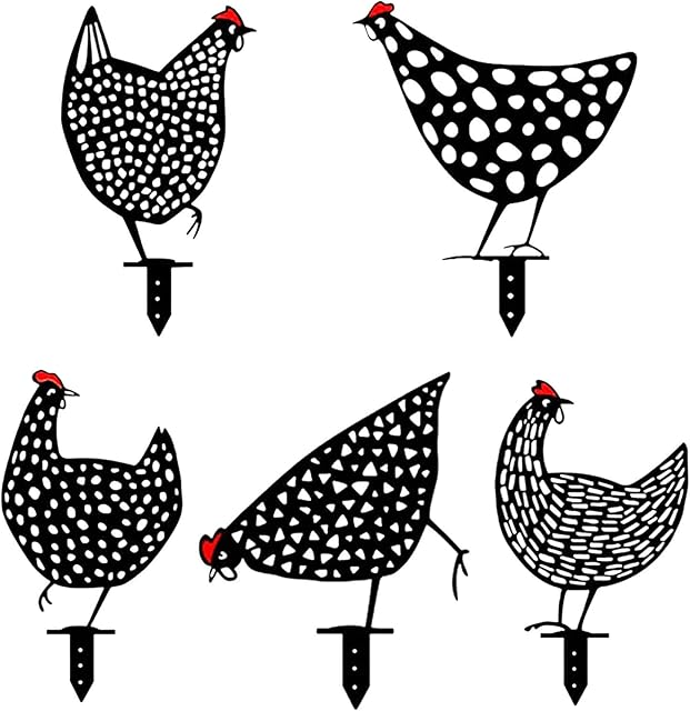 ADHG 5Pcs Chicken Yard Art Garden Acrylic Statue Decor Backyard Lawn Ornaments Hen Yard Decorative Gifts Easter Organizador