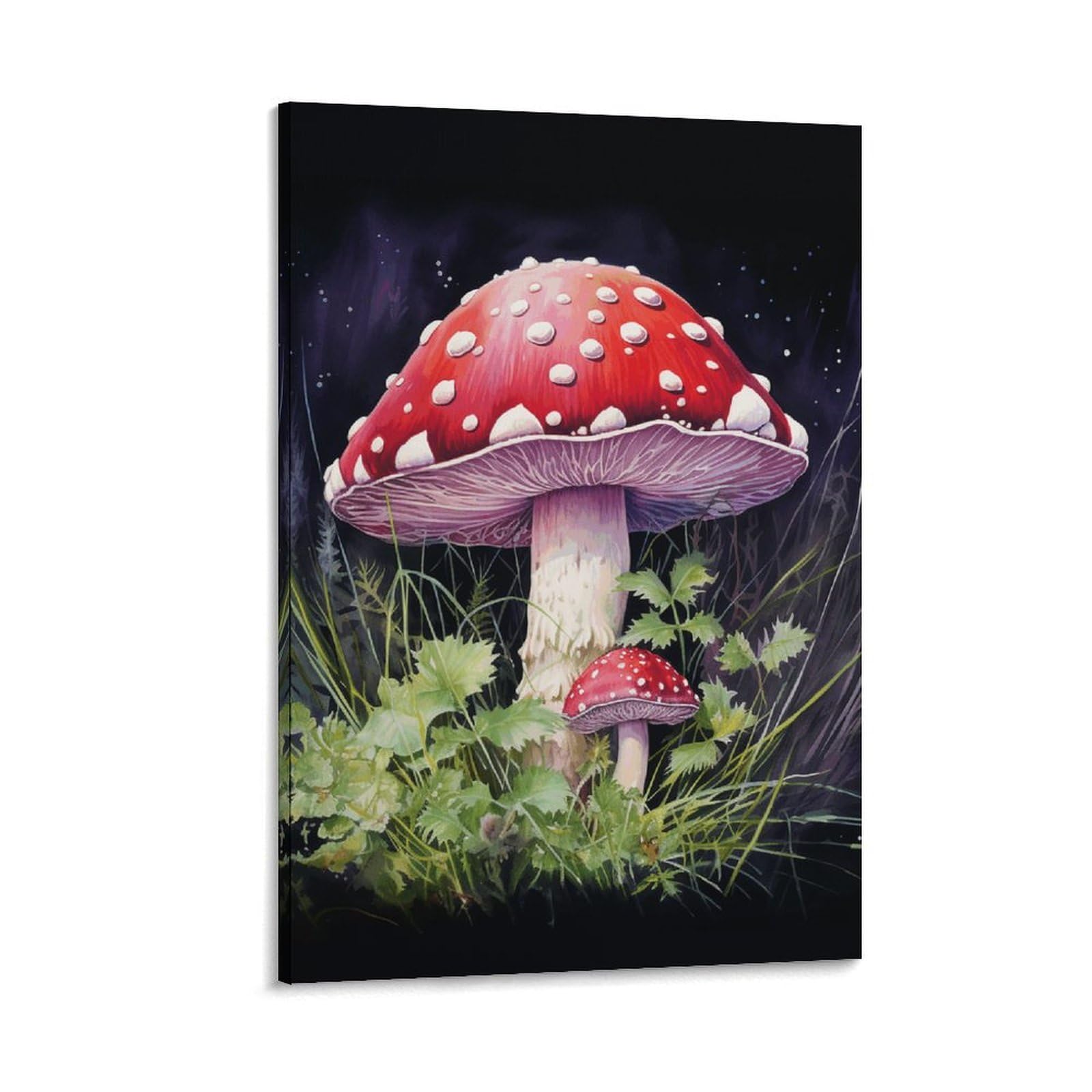 Canvas Wall Art for Living Room 16"x24" Modern Artwork Painting Pictures Hanging Canvas Prints Mushrooms in The Grass Aesthetic Wall Art for Bedroom Bathroom Office Wall Art Print Decor Mushrooms in