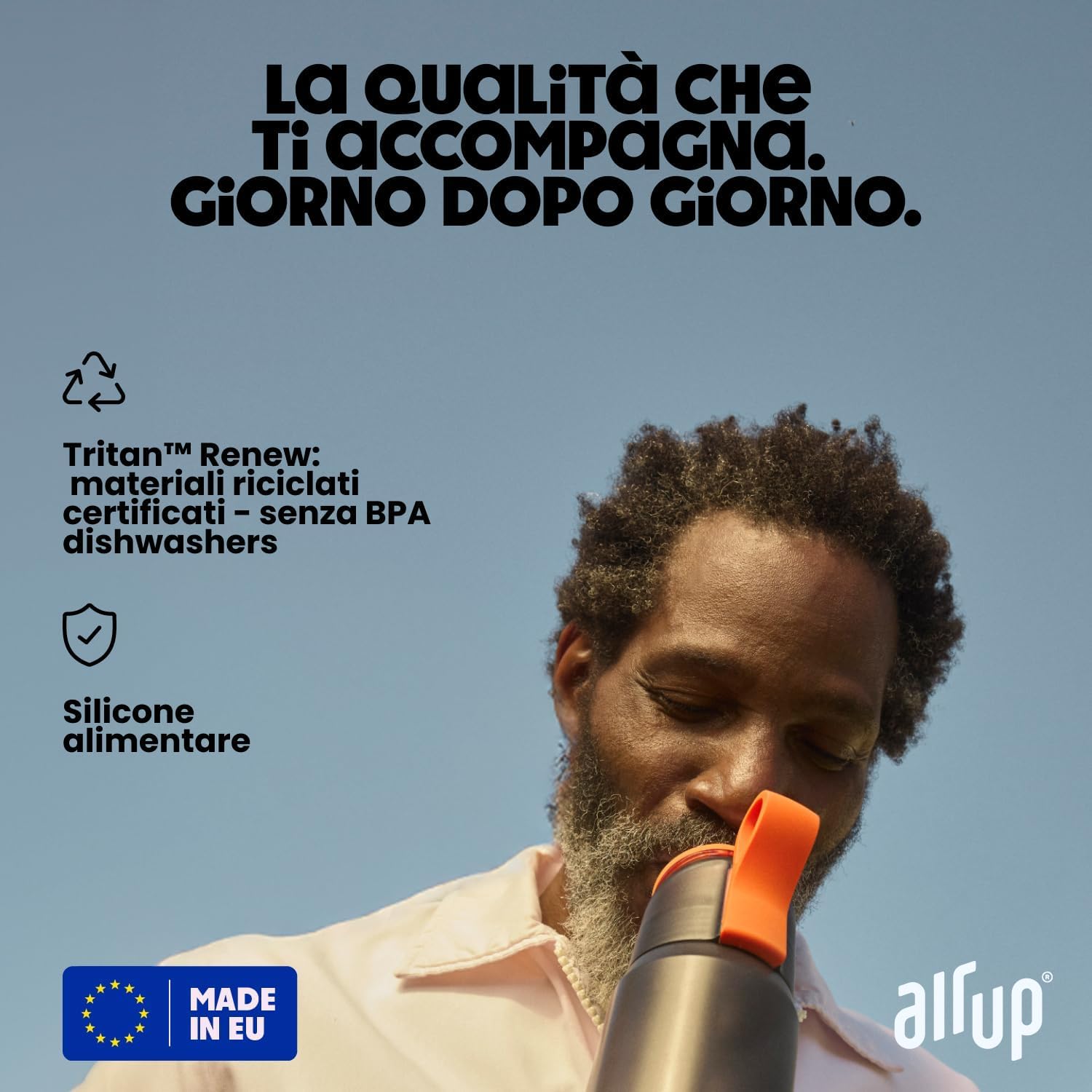 AIR UP Borraccia Twist Pro originale starter pack con cialde 5 gusti I Borraccia da 600ml con aromi senza zucchero I lavabile in lavastoviglie, senza BPA I in grigio