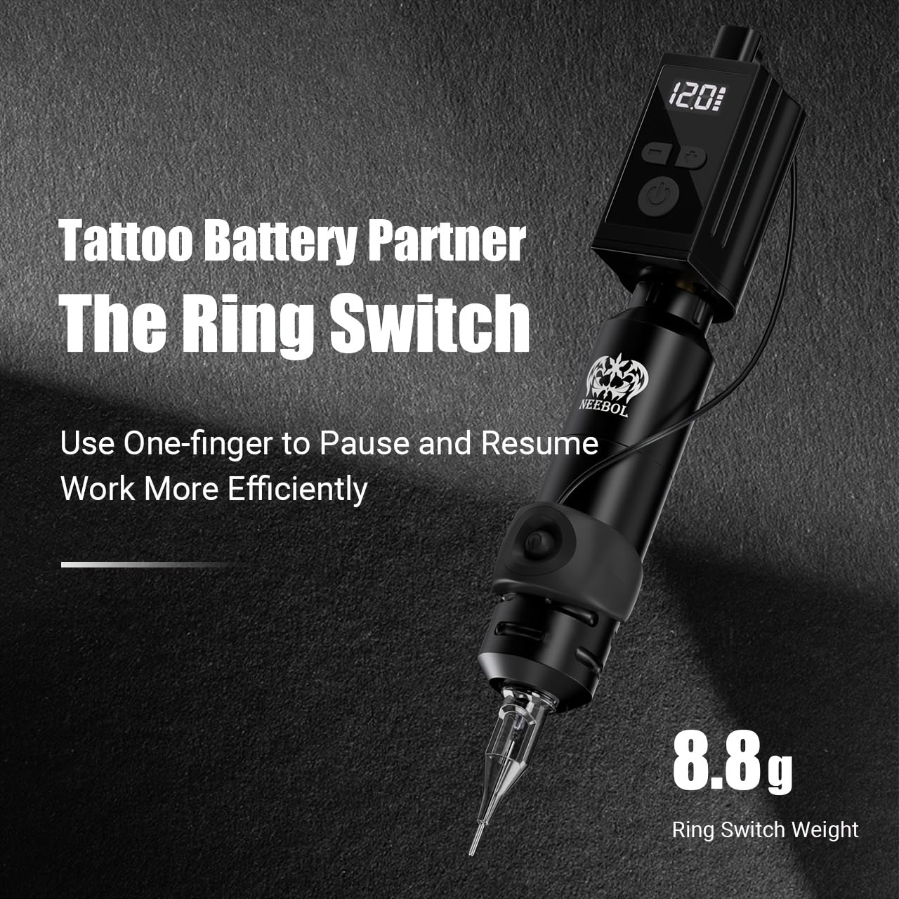 Neebol Kit Pistolet Tatouage Sans Fil Rotatif - Batterie 6H + Encre Noire - Débutants & Pros