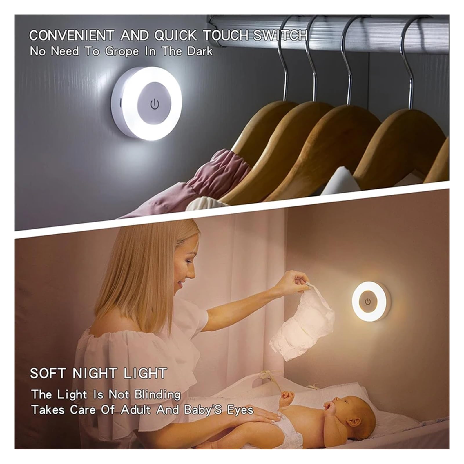 Adatto per luce notturna a LED per bambini, ricaricabile tramite USB, wireless, dimmerabile, portatile, per uso sul comodino (4 pezzi)