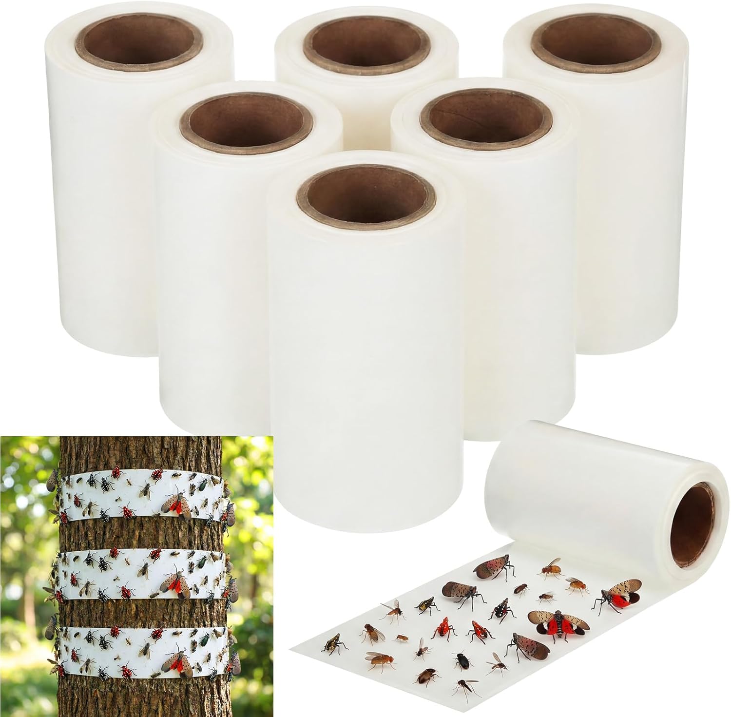 12 Rolls Spotted Lanternfly Traps Ant Insect Barrier, 30 ft Each, Outdoor Fly Tree Trap Sticky Strips Tree Trunk Wraps to Protect Trees, Fruit & Plants, Pest Control Lawn & Garden