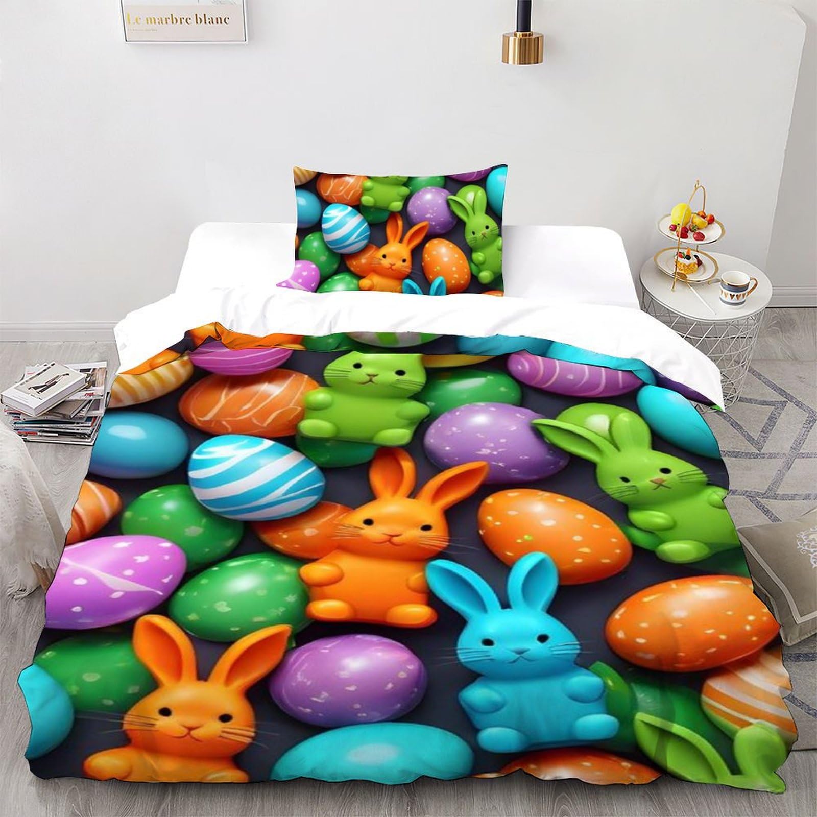 Housse de couette dragon 135x200cm parure de lit imprimé 3D idée cadeau d'anniversaire garçon