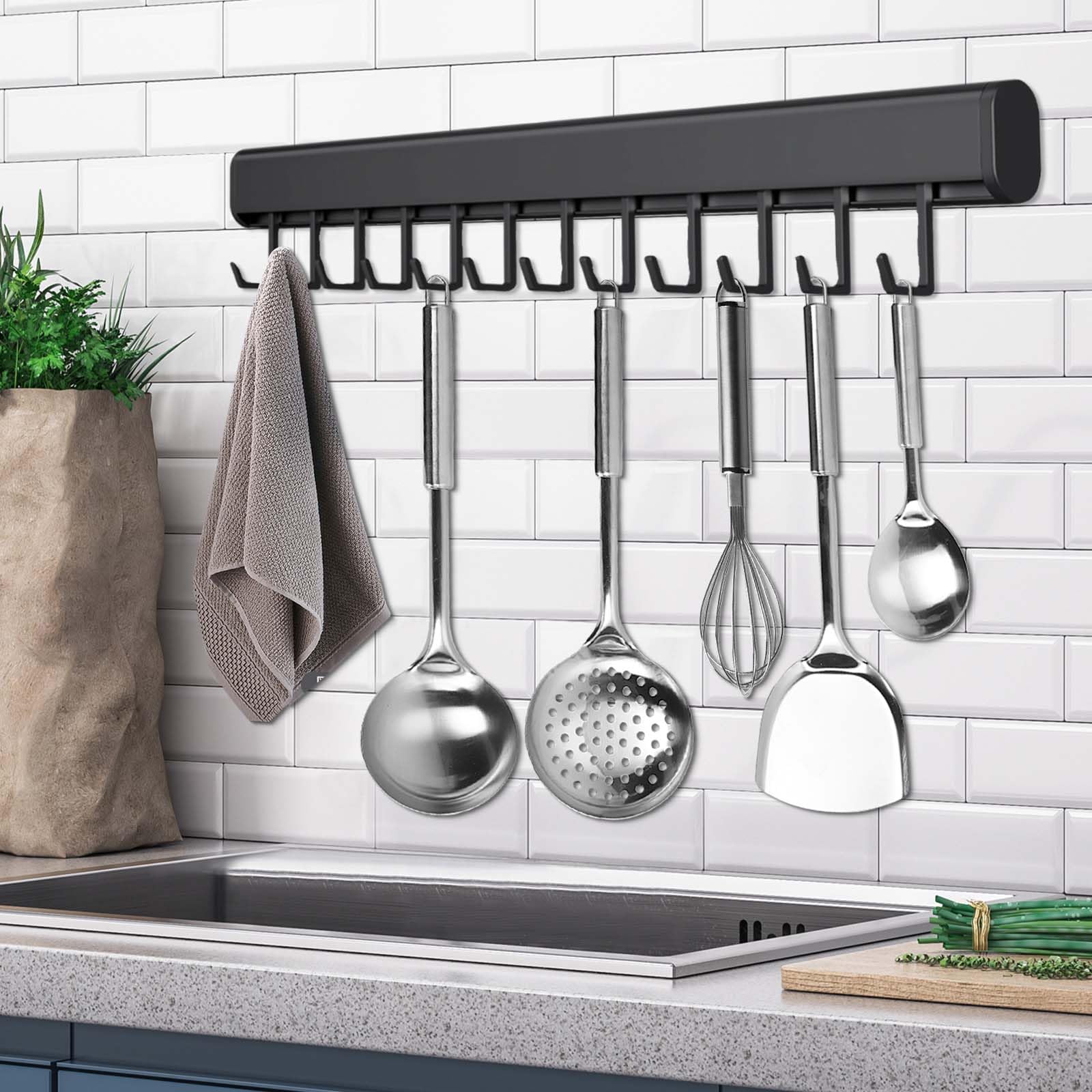 Lot De 5 Rails Muraux Avec 50 Crochets - Organisation Maximale Pour Cuisine Et Placards !