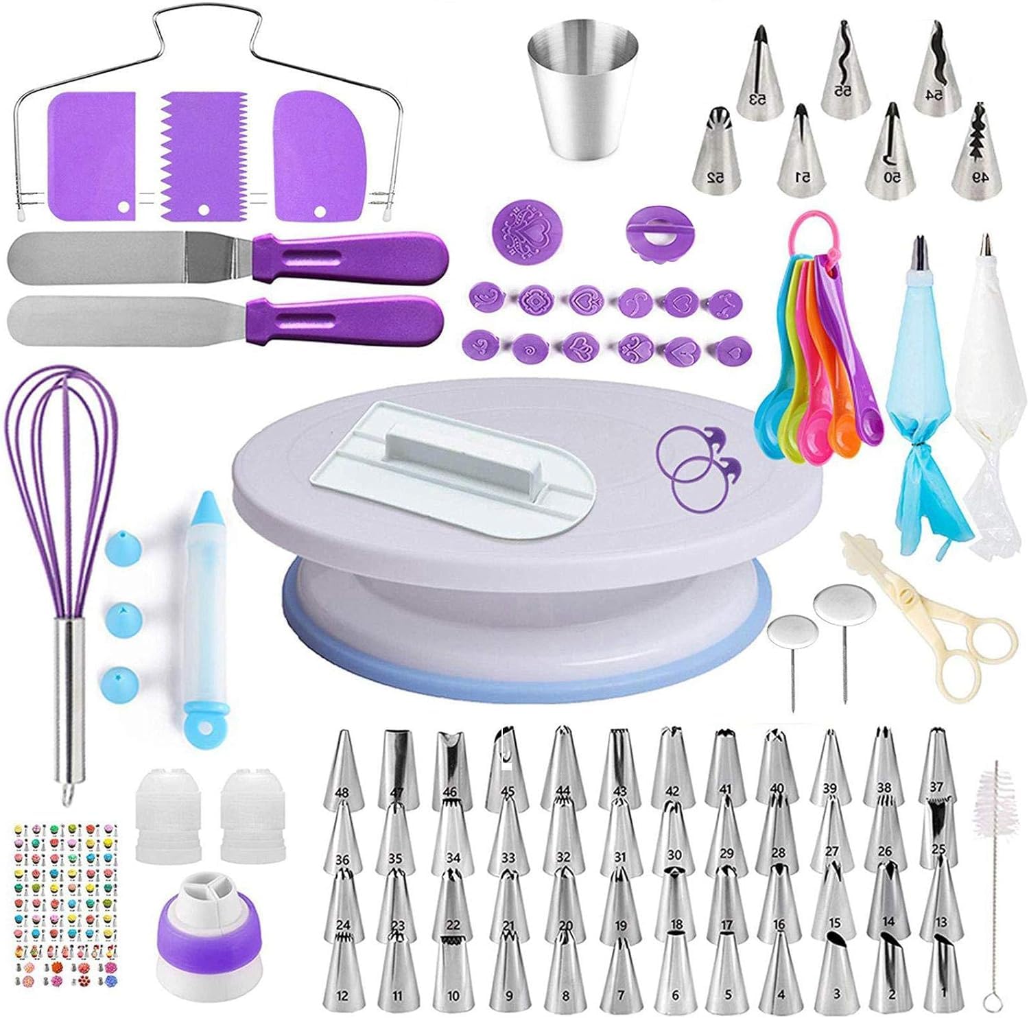 Kit di accessori per la decorazione di torte, set da 137 pezzi con punte per giradischi, spatole, tappi di ricambio, sacchetti riutilizzabili per principianti strumenti artigianali