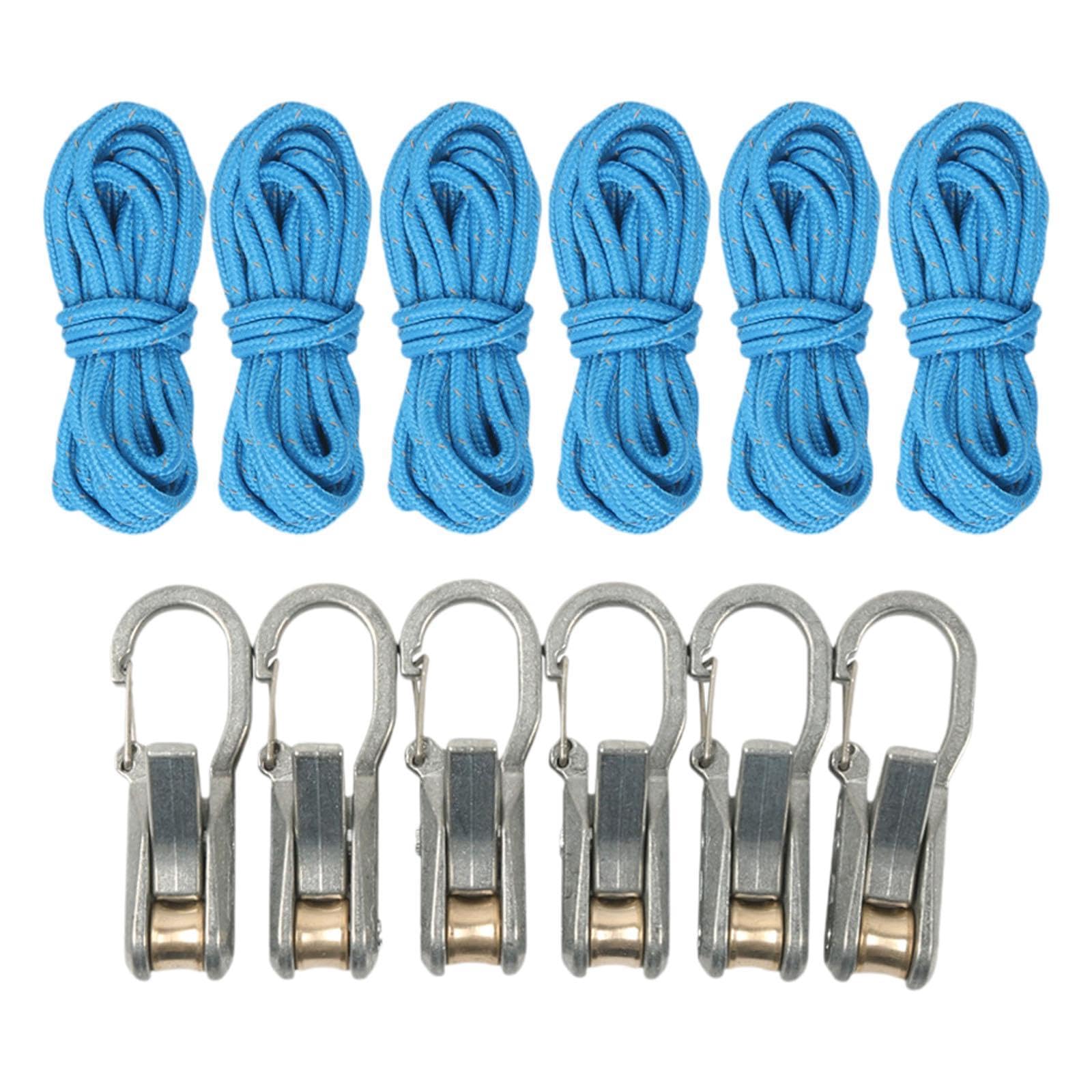 Kit di Accessori Tendicorda in 2 Pezzi, Rotolo di Paracord, Pratico, Sicuro, in Nylon, Acciaio Resistente, Adatto per Campeggio, Fissaggio Tende, Atti