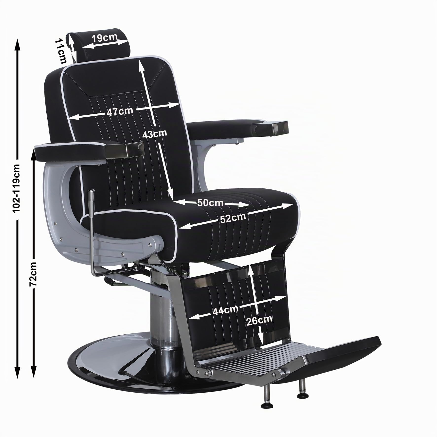 Barberpub Poltrona da Barbiere Parrucchiere Idraulico Multifunzionale Girevole Poltrona Reclinabile Capacità Regolabile Saloni di Bellezza 3822BK