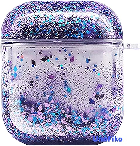UnnFiko Bling Quicksand - Funda compatible con AirPods 12, bonita funda protectora líquida brillante, divertida y creativa funda para Airpods 1 y 2