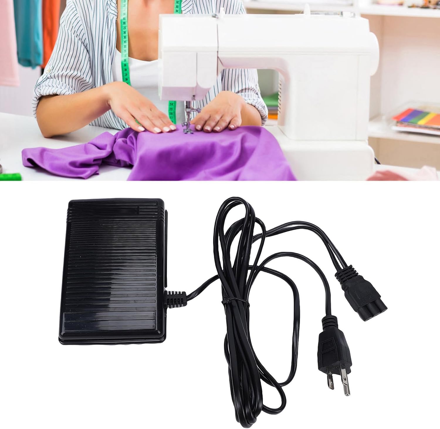 OVAQUIXI Sewing Machine Foot Pedal, Universal Replacement Foot Control with 3 Prong Power Cord, for BabyLock and More