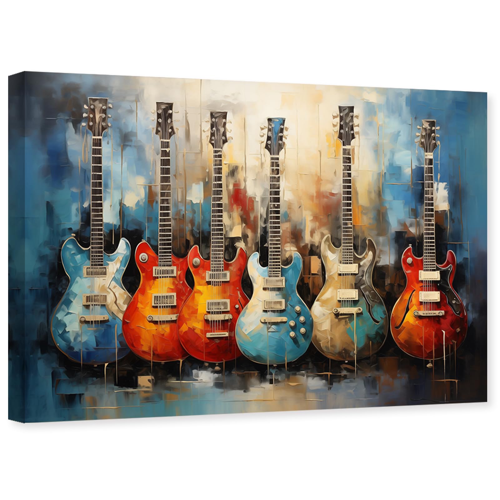 ARTZGX Guitar Canvas Wall Art Musical Themed Picture Print Jazz Modern Artwork Poster Painting for Bedroom Decor Frame(Guitar - B 16.00" x 24.00")