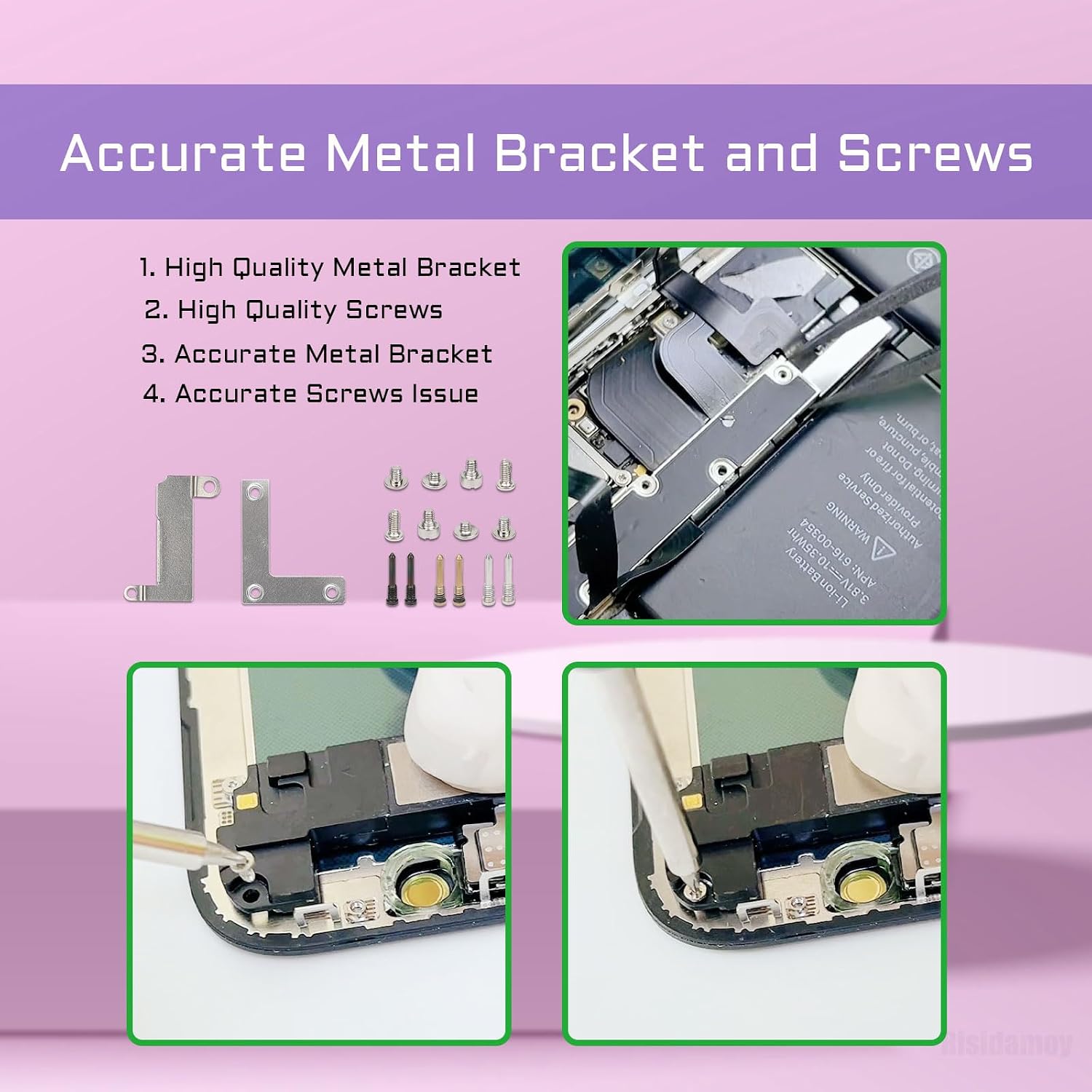 Internal Complete Screws Metal Bracket for iPhone 12 Pro Max | Full Inner Plate Cover Bottom Small Screw Bracket Parts with Repair Tools Screwdriver for 12Promax A2342 A2410 A2412 A2411