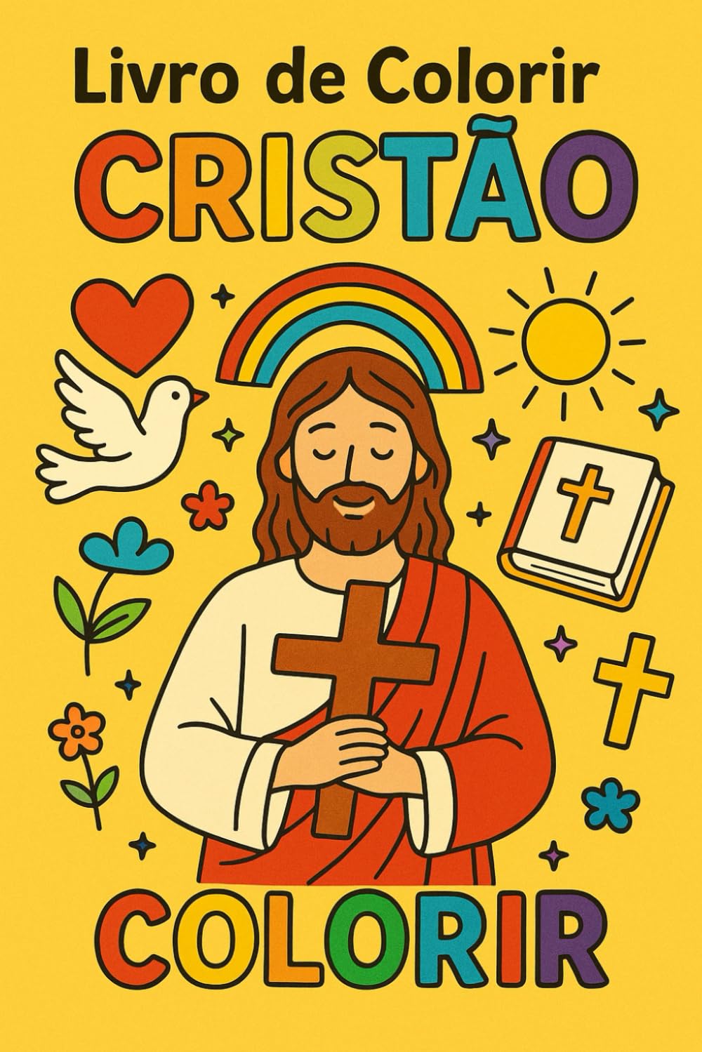 livro para colorir cristao com 75 desenhos infantil: colorindo com criatividade