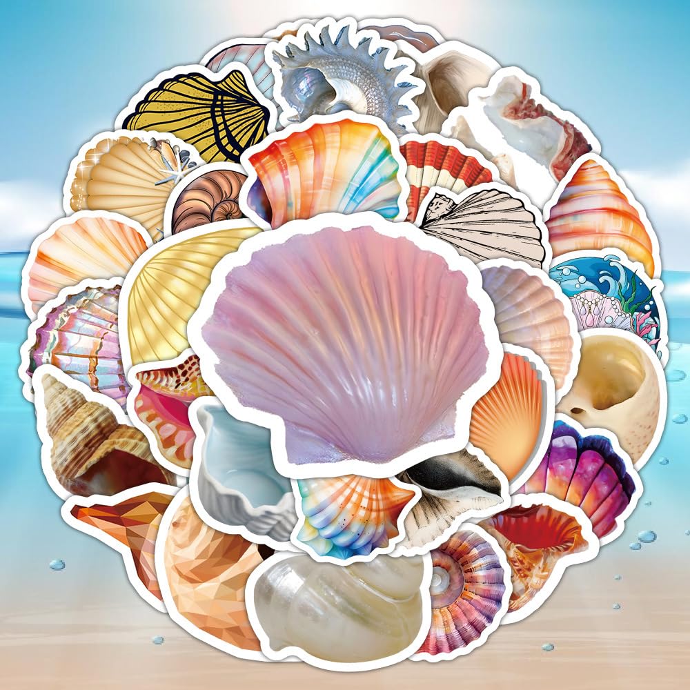 50 Pieces Funny Shell Stickers for Water Bottle - Image 4