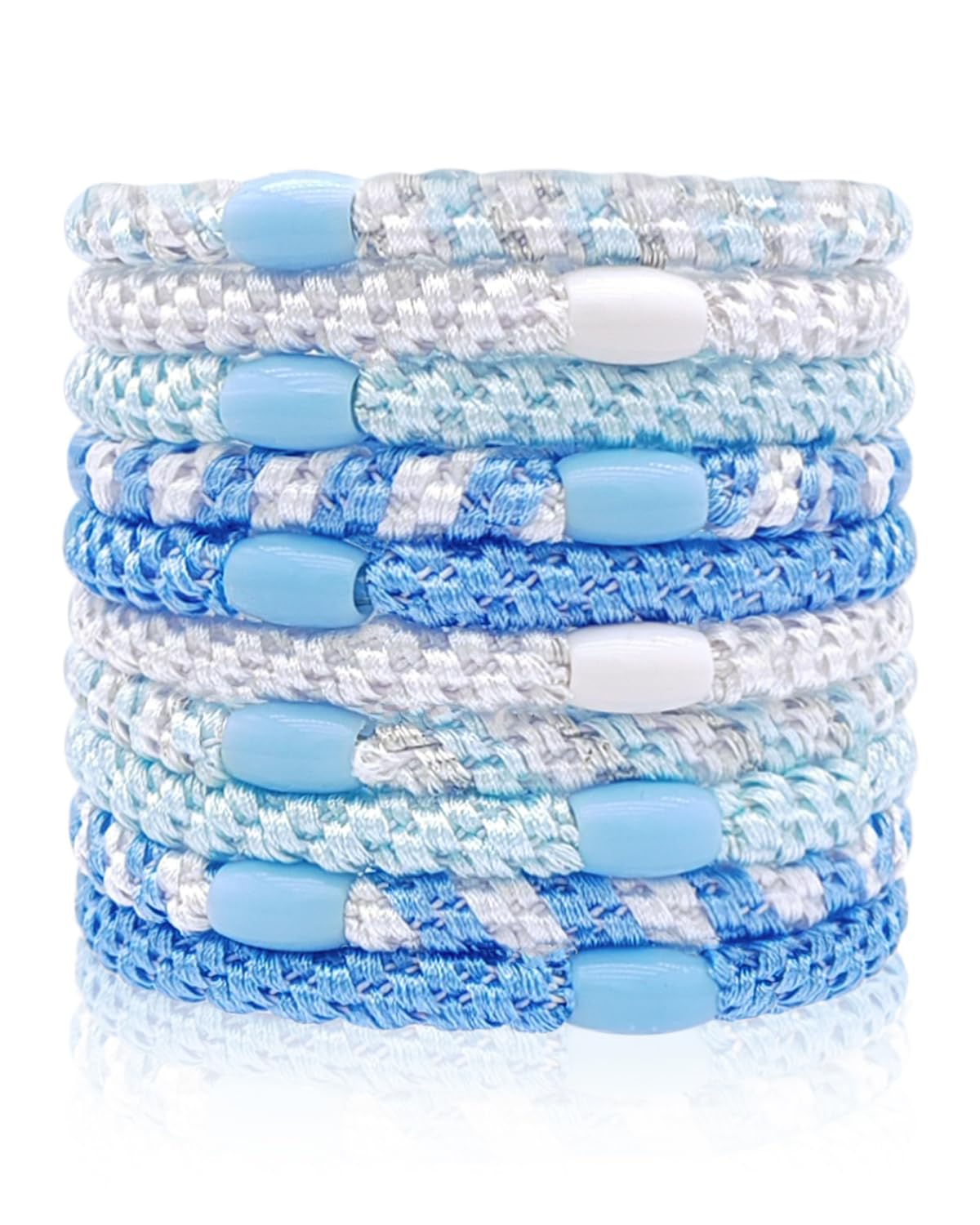Kisvic Haargummis Mädchen, 10 Stück Haargummis Mehrfarbigen, Mode Elastische Haarbänder Zopfgummis Damen, Haargummi Armband für Dickes und Lockiges Haar, Hellblau