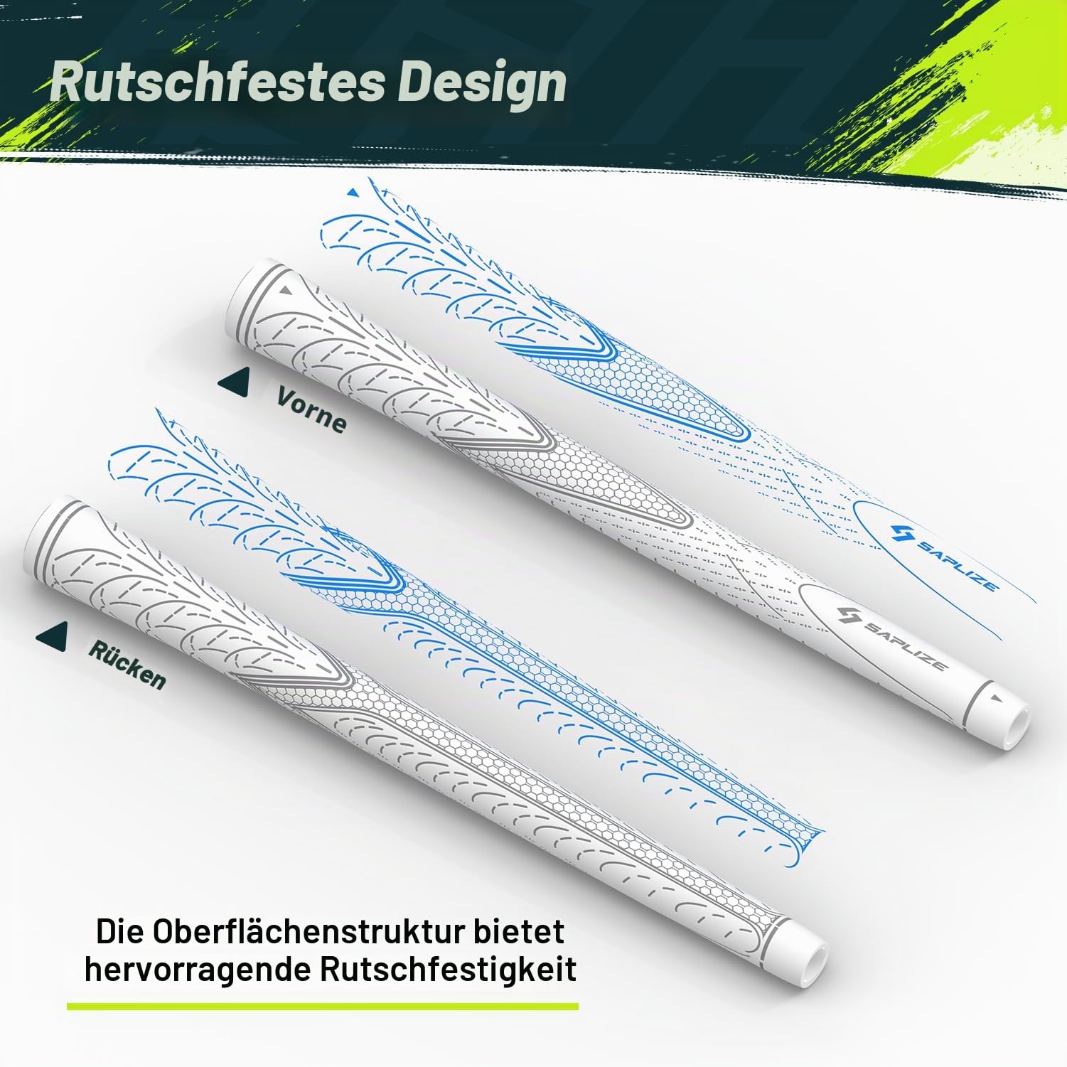SAPLIZE Golfgriffe 13er-Set mit komplettem Regripping-Kit, Standard / Mittelklasse/übergroß, Weiß / Grün / Rot / Blau, Golfschlägergriff