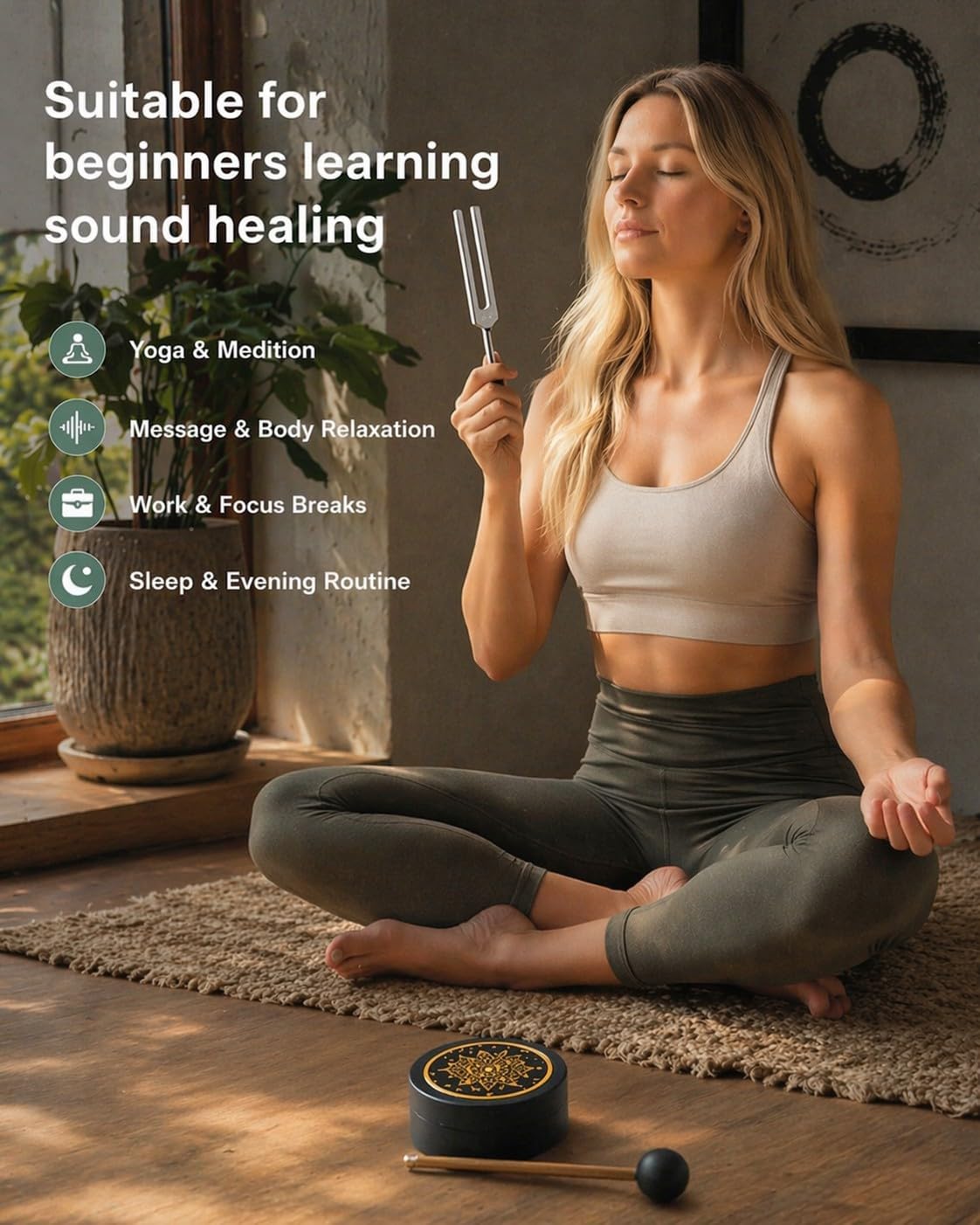 Tuning Fork Set for Healing, 128Hz 136.1Hz 432Hz 528Hz for Stress Relief, Meditation, Yoga, Chakra,Tuning Forks Weighted & Unweighted Frequency Tools with Activator, Mallet & Vegan Pouch