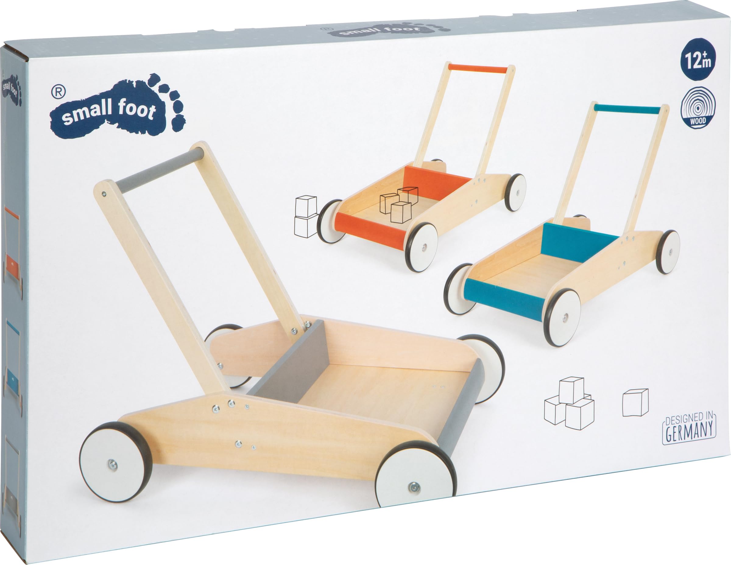 small foot 12550 wózek do nauki chodzenia z łupka, wytrzymały wózek przesuwny z drewna, z dużą powierzchnią ładunkową, od 12 miesięcy