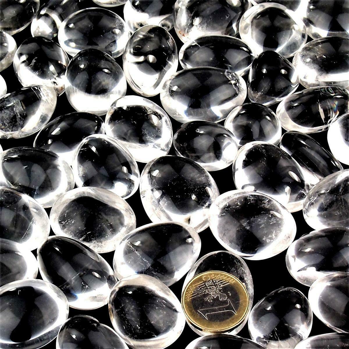 Bergkristall Trommelsteine handpoliert Ø ca. 25 – 40 mm Edelsteine Heilsteine Wassersteine Glückssteine - Schätze der Natur (Packung Nr. 6 mit 1 Kg)