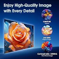 Vista 3 de Mini proyector con WiFi y Bluetooth Aplicaciones incorporadas Proyector inteligente Soporte 4K 1080P FHD 180° ajustable Keystone automático