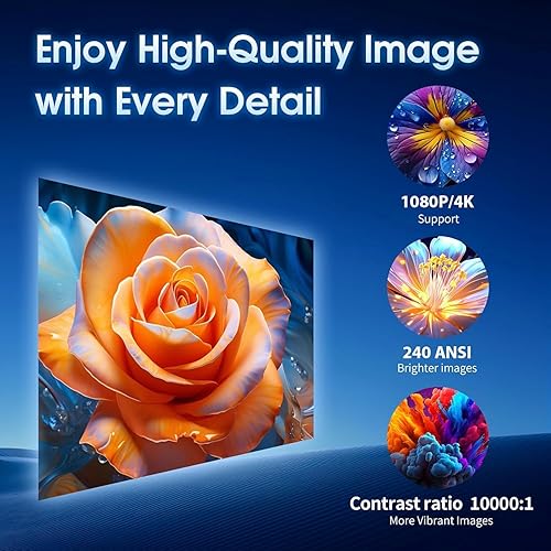 Miniatura 3 de Mini proyector con WiFi y Bluetooth Aplicaciones incorporadas Proyector inteligente Soporte 4K 1080P FHD 180 ajustable Keystone automático