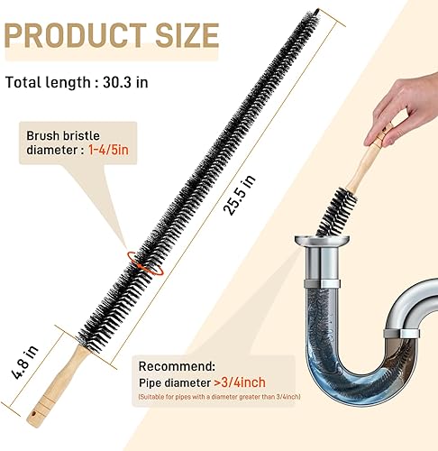 Miniatura 3 de Valcatch Limpiador de ventilación de secadora de 30 pulgadas, cepillo de pelusa para secadora, cepillo de limpieza de bobina de refrigerador, negro,
