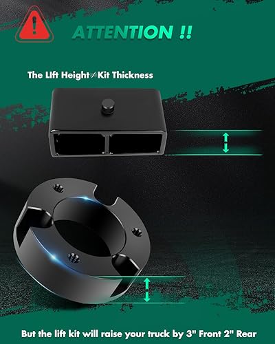 Miniatura 2 de SCITOO Kit de elevación de nivelación trasera delantera de 3 pulgadas de 2 pulgadas para Toyota 2000-2006 Espaciador de puntal de elevación