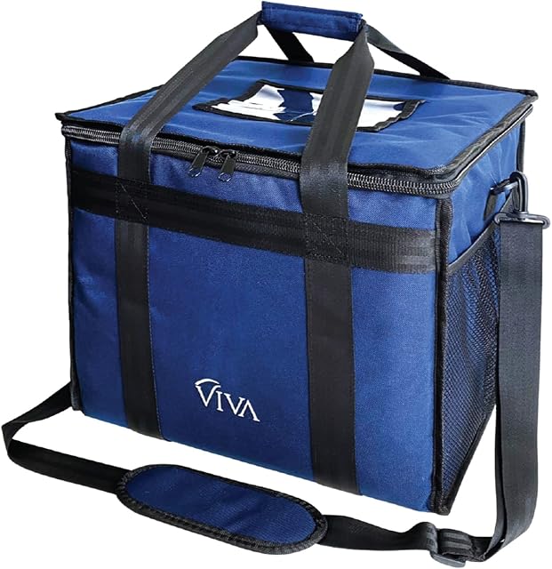 Viva - 57L Insulated Large Delivery Bag for Hot & Cold Food, Ideal for Car, Backpack, Bike, Motorbike, Uber Eats, Deliveroo, Just Eats, Takeaway, Fast Food, Catering, Grocery (Blue)