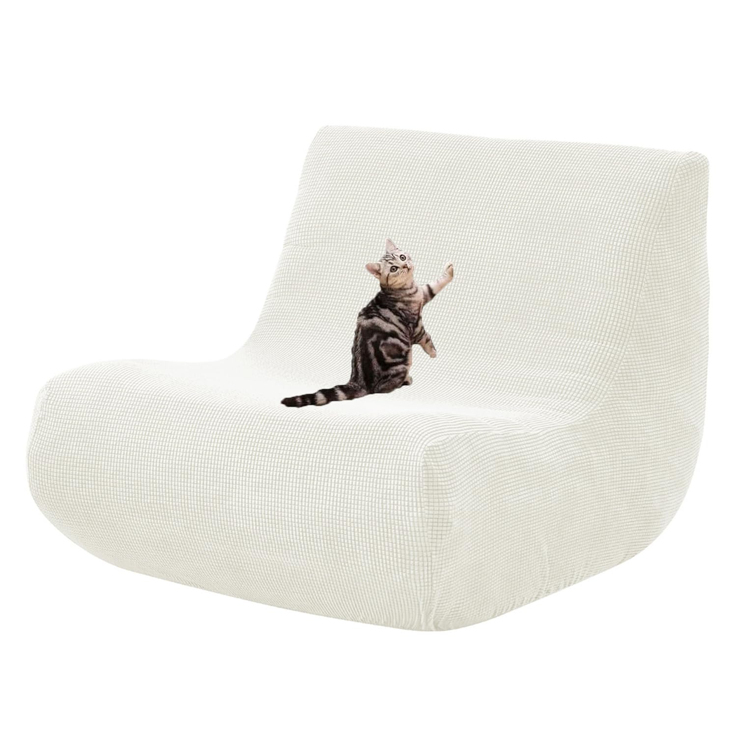 HACLEN Armless Floor Sofa Cover, Stretch Lazy Fireside Chair Cover Washable Armless Bean Bag Chair Slipcover Cat Scratch Proof with Elastic Bottom (White,one size)