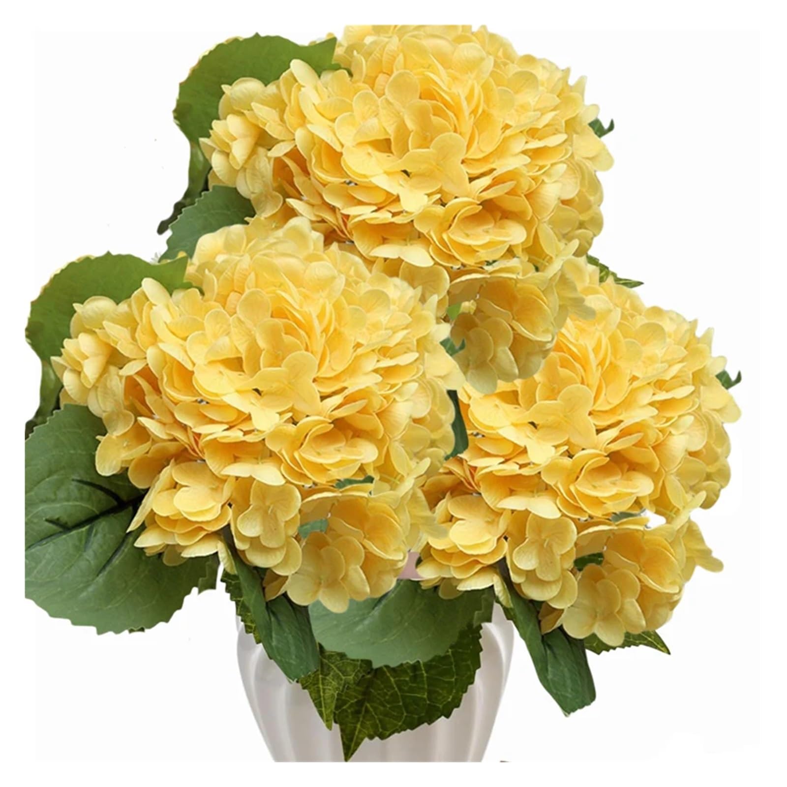 Beautiful Real Touch Hydrangea Artificial Flowers Latex Faux Hydrangea Flowers for Home Party Floral Wedding Centerpieces Decor 3 PCS ornament(3 PCS Yellow)