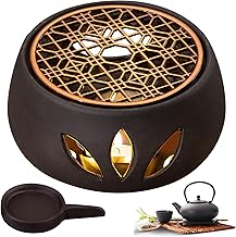 Tea Warmer for Teapot, Tea Warmer, Ceramic Tea Warmer, Coffee Warmer, Ceramic Warmer for Teapot, Teapot Warmer with Candle Holders, for Heat Preservation Tea, Coffee (Black)