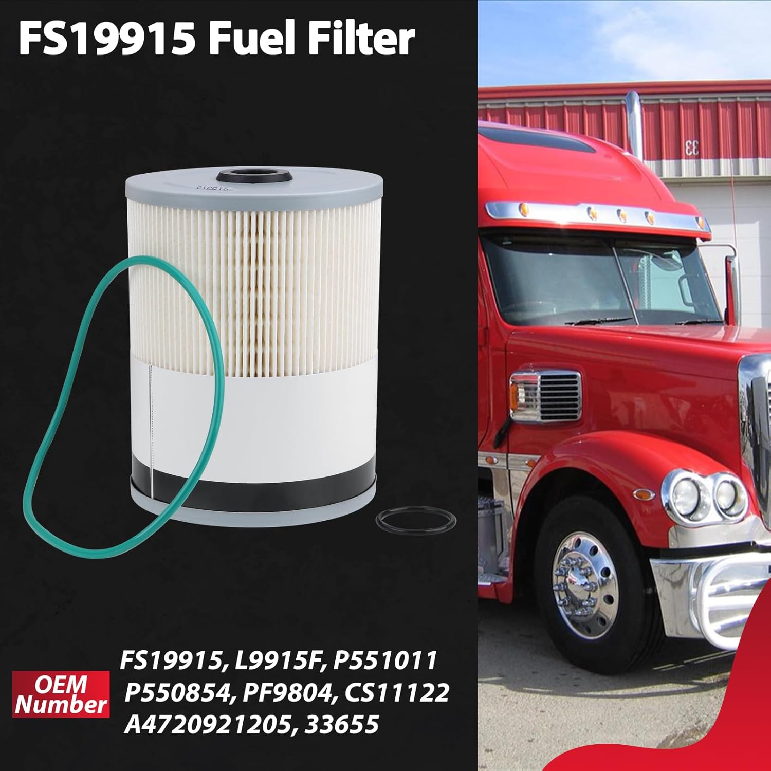 FS19915 PF9908 P551005 Filter Service Kit Fit for Detroit Diesel Engine DD13 DD15 DD16 Oil, FWS & 2 Fuel Filter Kit