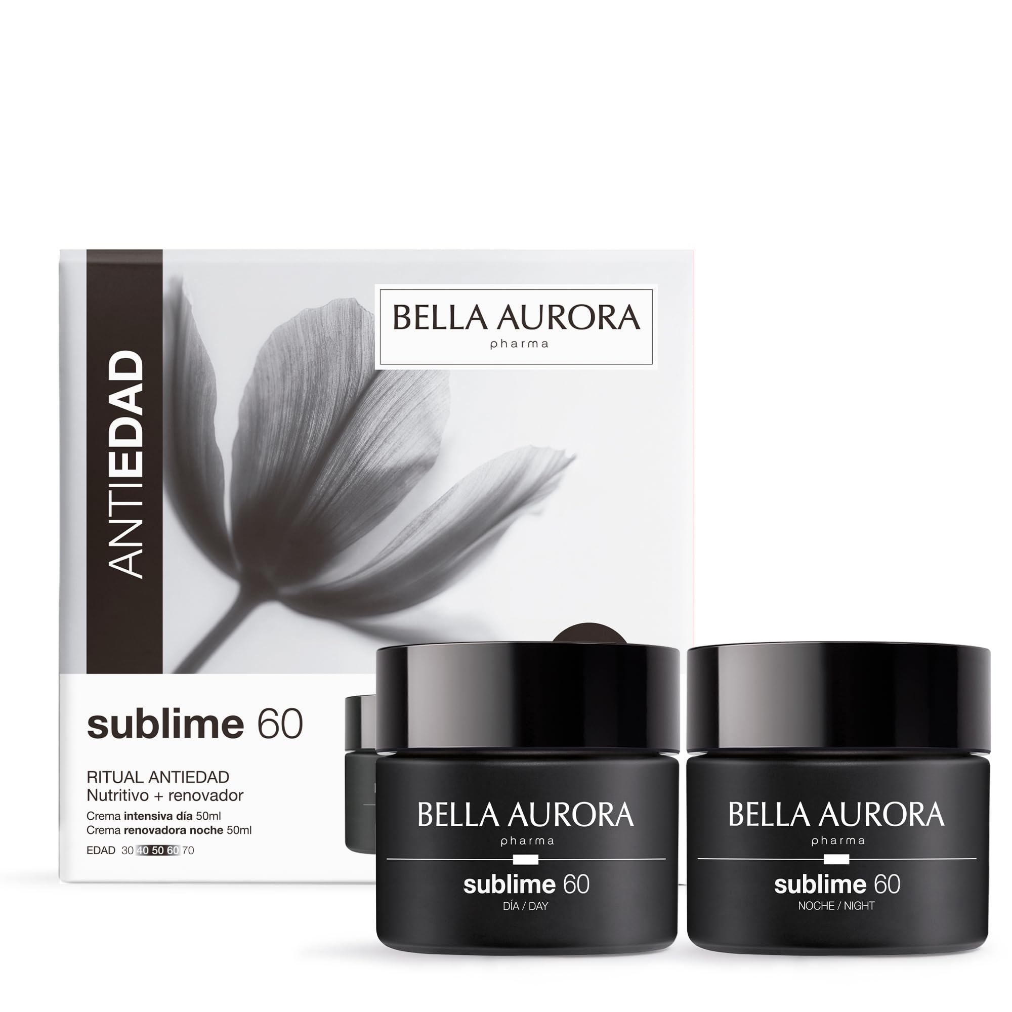 Bella Aurora Pack Sublime 60 Ritual Antiedad Nutritivo y Renovador | Crema de Día SPF 20 + Crema de Noche Renovadora de Regalo | Densidad, Firmeza y Luminosidad | 2 x 50 ml