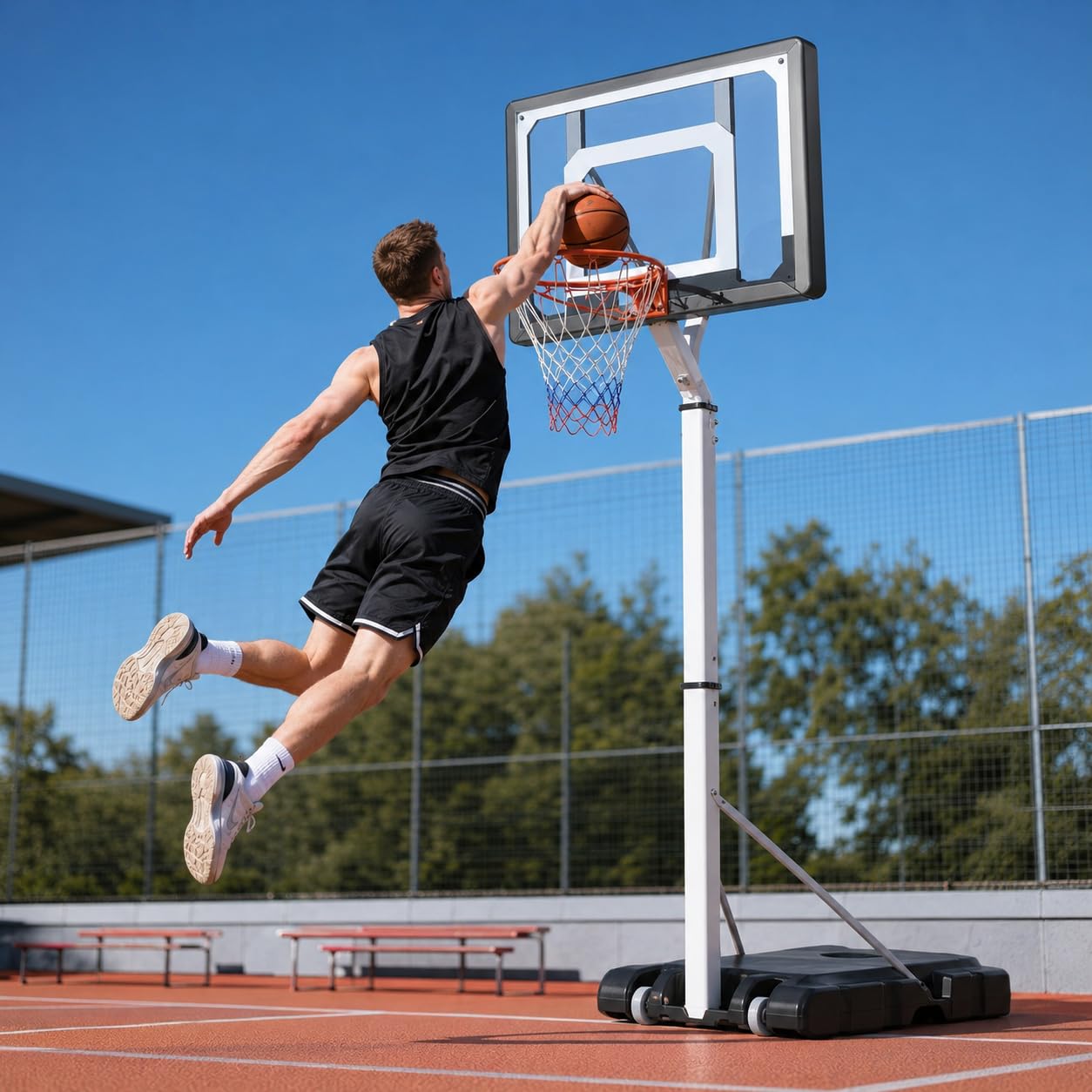 Canasta de Baloncesto Exterior Ajustable Portátil para Niños y Familias