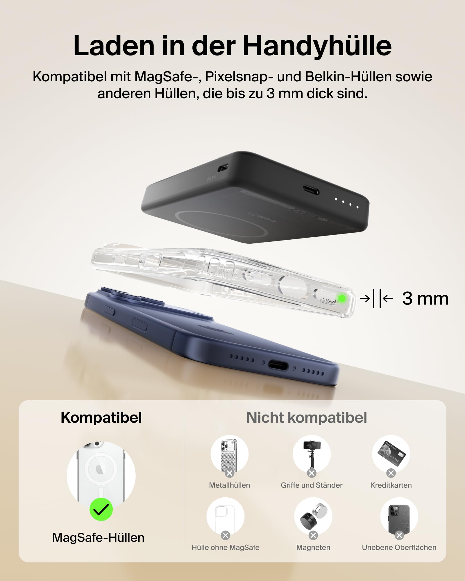 Belkin BoostCharge 10000mAh Magnetische Power Bank mit Ständer – Schwarz