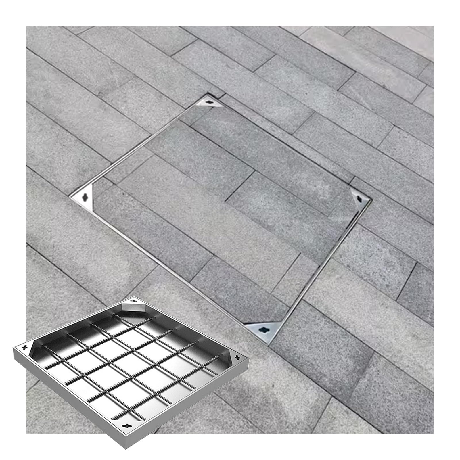 GJMSSMY Luxury Hidden Skimmer Cover – 40x40 cm Decorative Invisible Drainage and Sewer Access Lid for Patio Garden Field Lawn and Yard