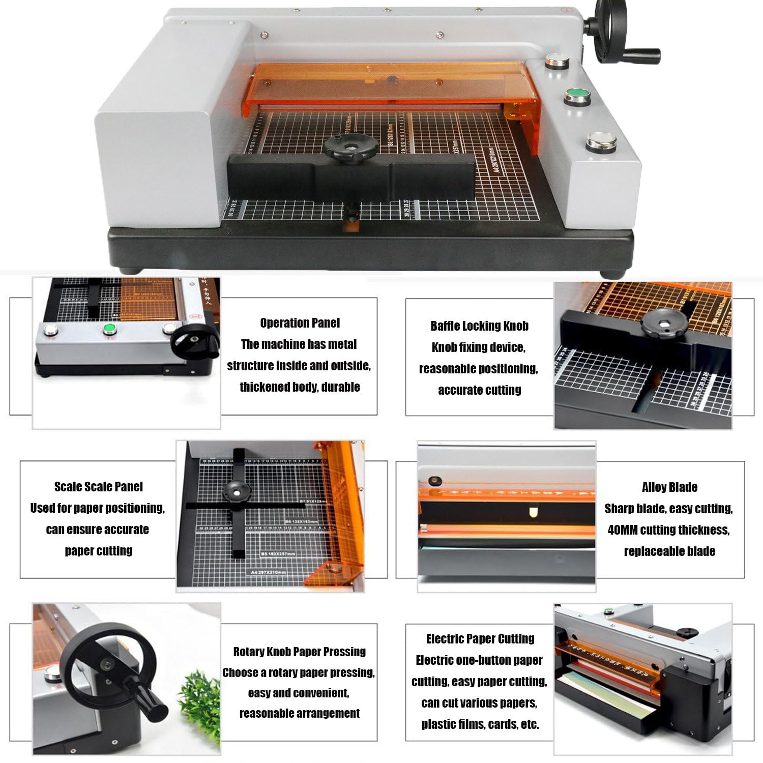 Tagliacarte elettrico, completamente automatico, resistente, per A4 e pelle, dispositivo di taglio di precisione per ufficio e artigianato
