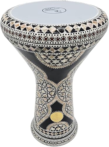 Miniatura 61 de El impresionante Darbuka Doumbek Gawharet El Fan metálico de 17.75 pulgadas (negro metálico)