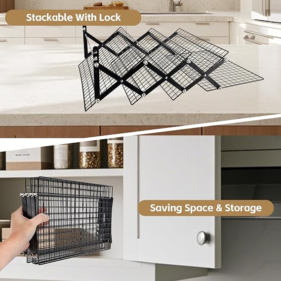 Cooling Racks for Cooking and Baking,2/3/4-Tier Upgraded Collapsible Cooling Rack,Adjustable 3 Setting Stackable Design,Nonstick Wire Rack for Baking,Roasting,Drying,Cookie,Cake,Muffins,Space Saving