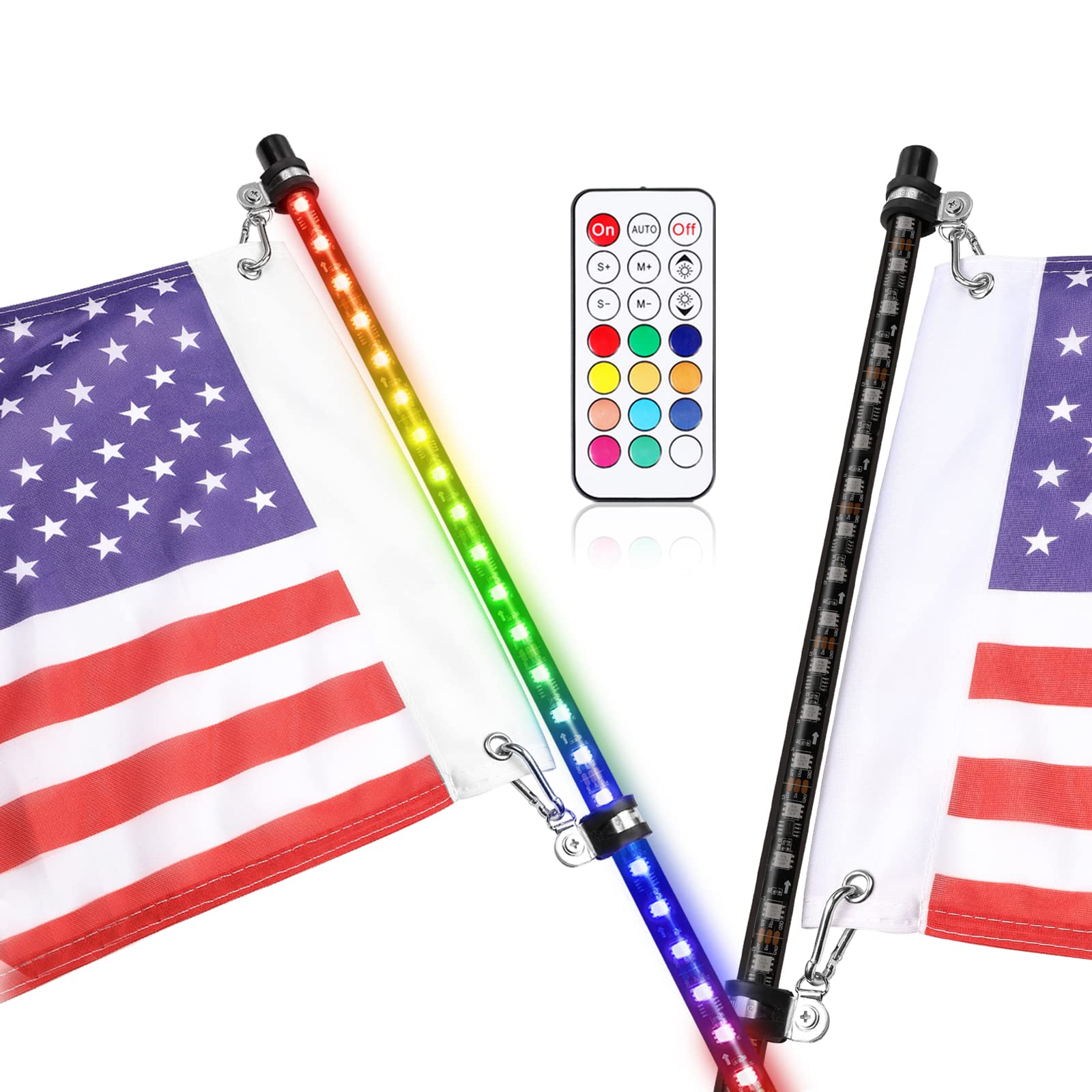 Smoked Black LED Whip Light, Niwaker 4FT RGB Whip Light Kits with RF Remote RGB Chasing/Dancing Lights Antenna LED Whips for UTV ATV Truck Off Road Side by Side Polaris RZR Can-am Boat