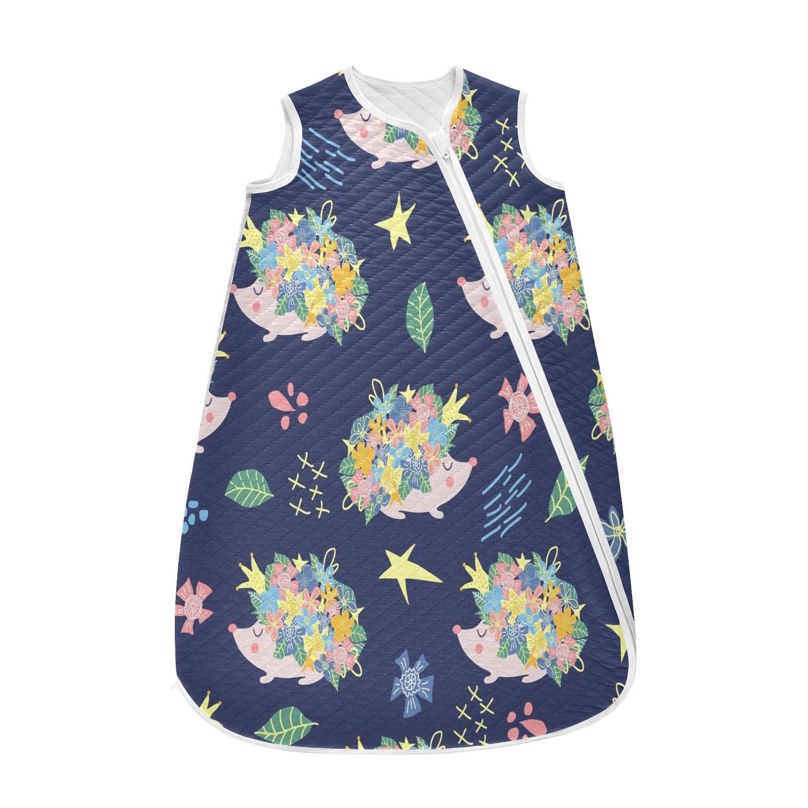 Kigai Hedgehog Flowers Baby Sleep Sack Wearable Blanket Sleeping Bag 2-Way Zipper Soft Swaddle Transition Sack